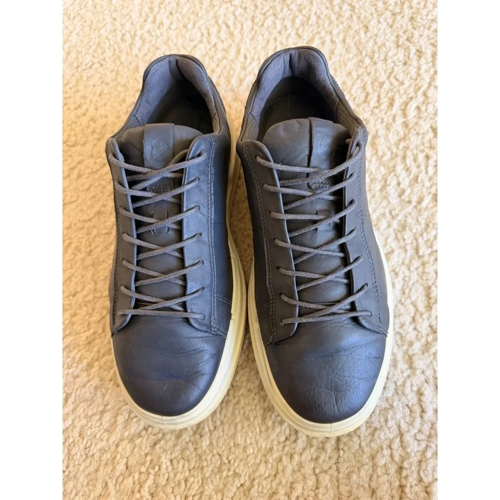 Comfortable ECCO Men's Navy Leather Sneakers Lace Up Casual Shoes EU 41‎ US 8